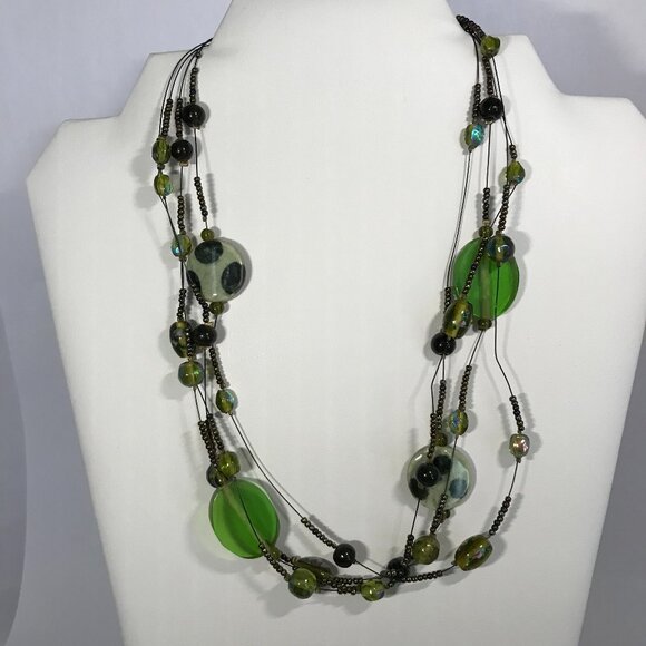 Four Strand Beaded Wire Necklace - Picture 1 of 6